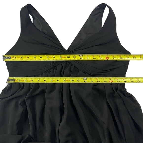 AZAZIE Gathered Chiffon A-Line Long Gown Size A16 Black Wedding Formal Party - Picture 8 of 13